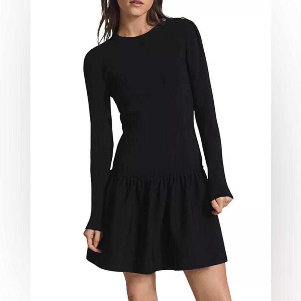 REISS Charlotte Flippy Sweater Dress- Black (size 6)